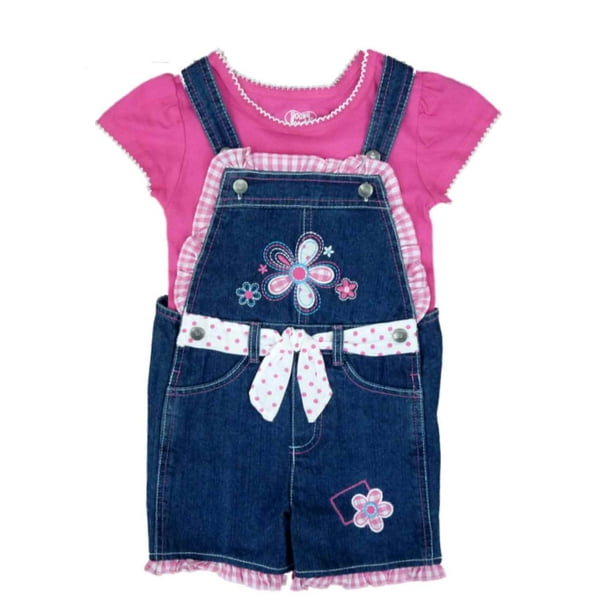 Young Hearts Little Girls 2 Piece Plaid Lace Denim Short Set Young Hearts Little Girls 2 Piece Plaid Lace Denim Short Set